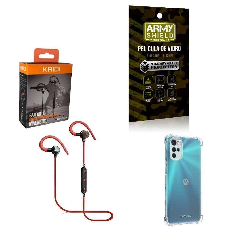 Kit Capinha Moto G22 Fone Bluetooth E Película De Vidro 3D