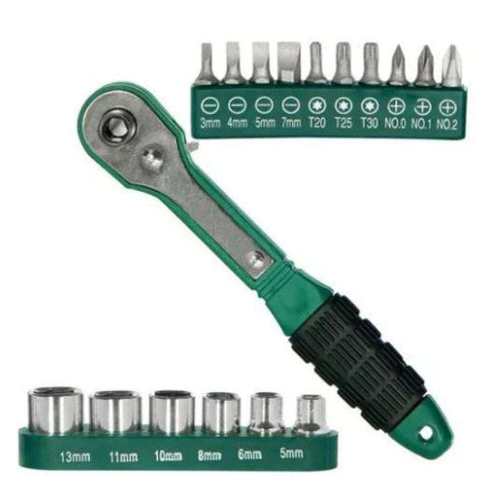 Chave Catraca Reversível Kit 17 Peças F-206 Saint Plus