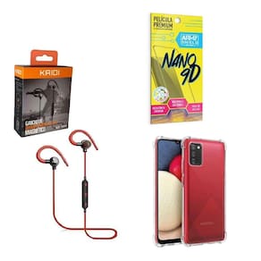 Kit Capinha Samsung A03 S Fone Bluetooth E Película 9D