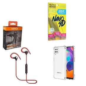 Kit Capinha Samsung A12 Fone Bluetooth E Película 9D