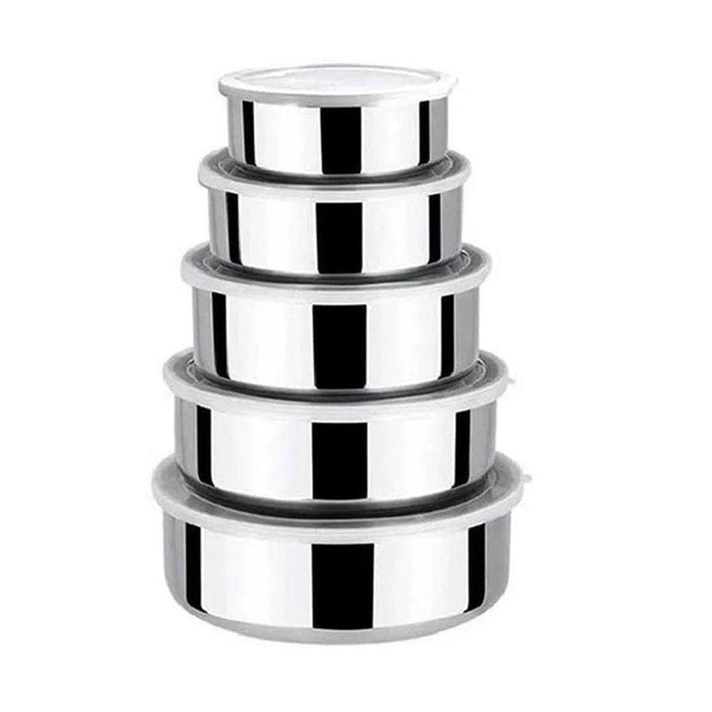 Conjunto Potes Inox Redondo 5 Peças