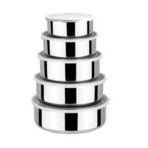 Conjunto Potes Inox Redondo 5 Peças
