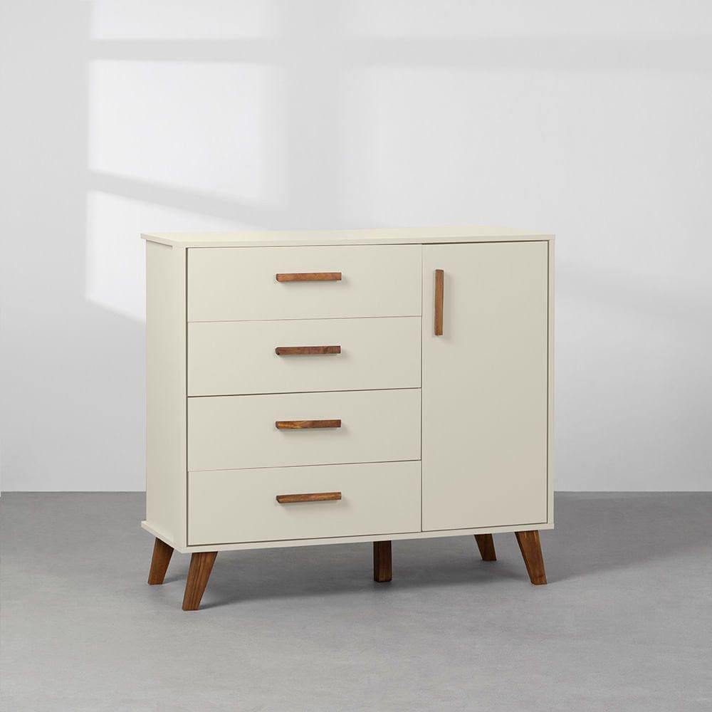 Cômoda Ayla 4 Gavetas com Porta - Areia
