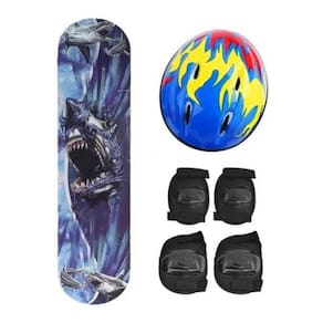 Skate Infantil Com Kit De Proteção E Bolsa Estampas Variadas