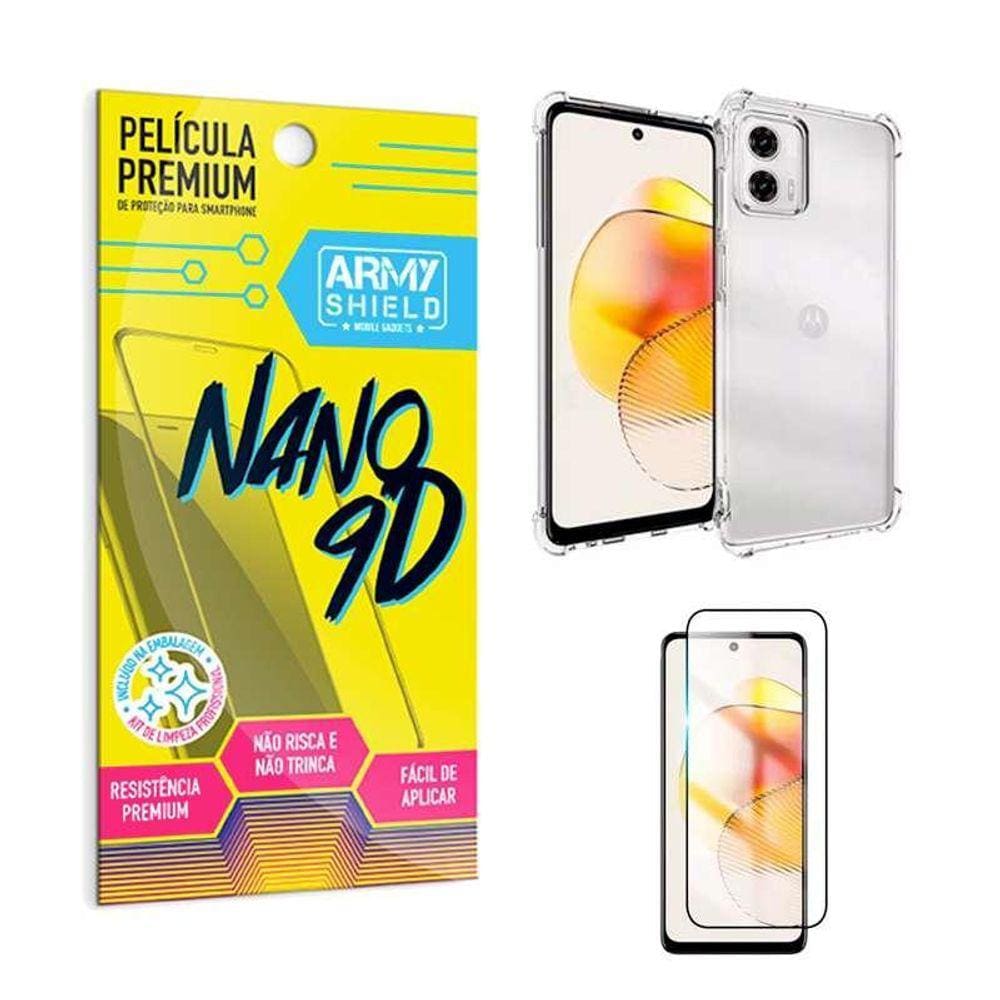 Kit Capinha Anti Shock Moto G73 + Película Indestrutível 9D