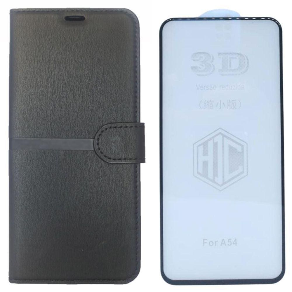 Kit Capa Carteira Compatível Com Samsung A54 + Película 3D