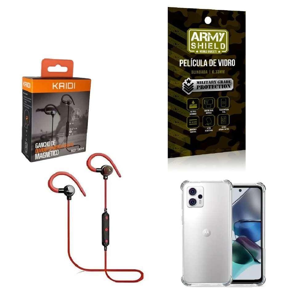 Kit Capinha Moto G23 Fone Bluetooth E Película De Vidro 3D