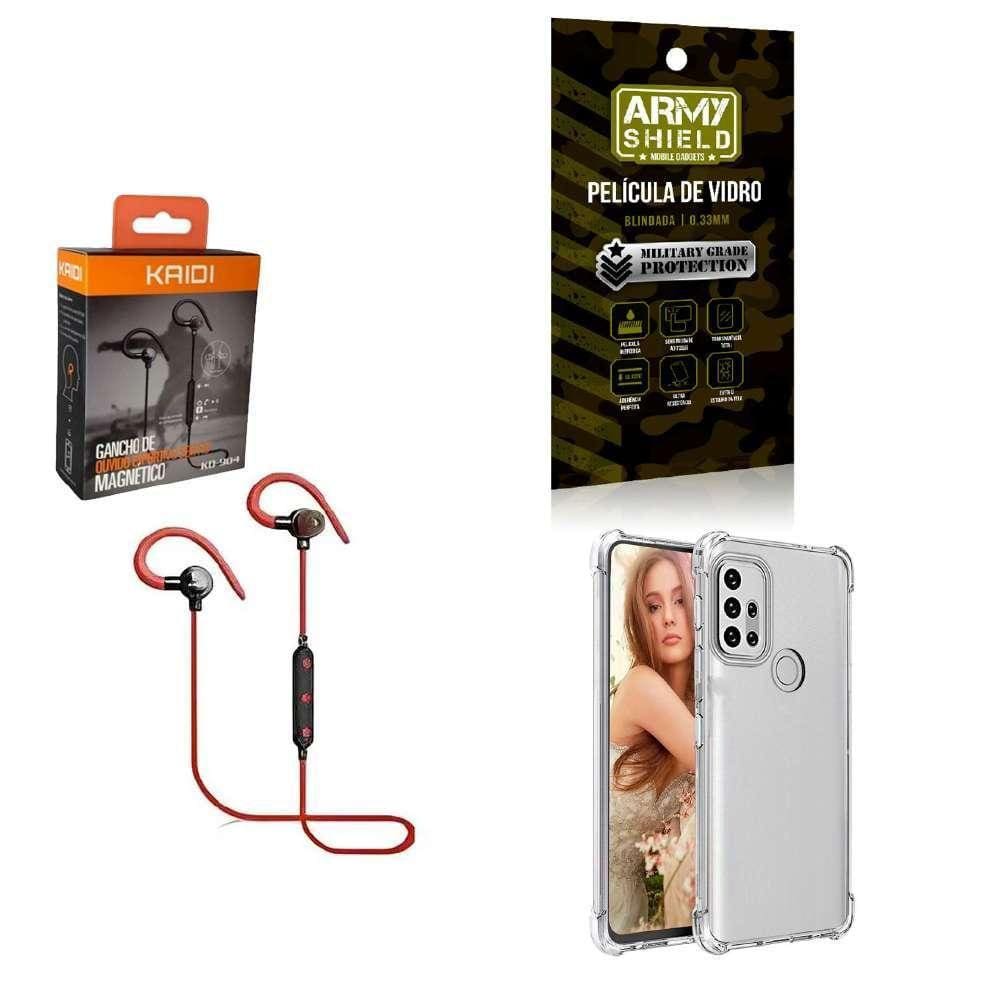 Kit Capinha Moto G10 Fone Bluetooth E Película De Vidro 3D