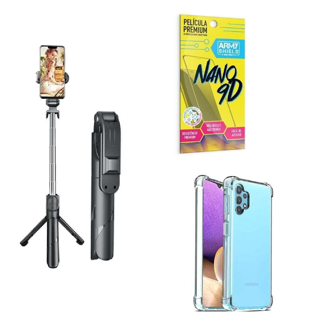 Kit Tripé De Selfie + Capinha Samsung A32 5G + Película 9D