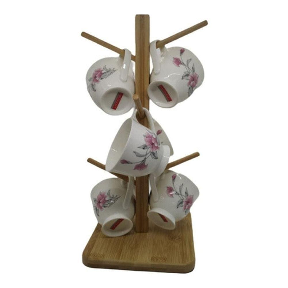 Suporte Xícaras/Canecas Bambu 3 Níveis - 33cm