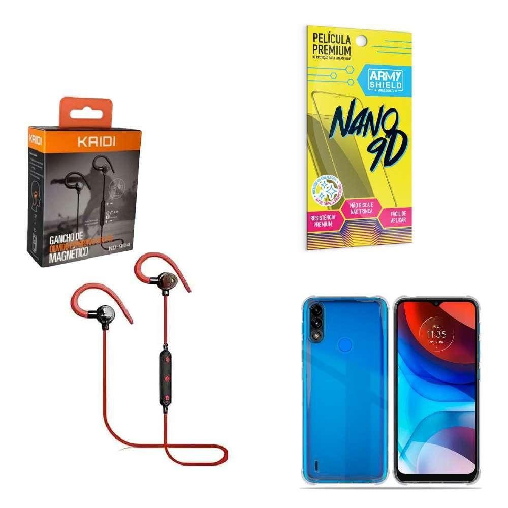 Kit Capinha Motorola E7 Power Fone Esportivo E Película 9D