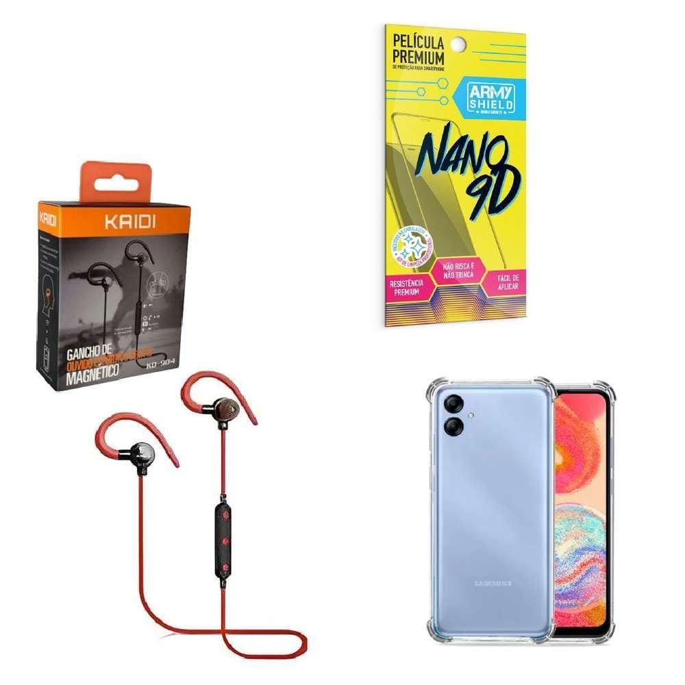 Kit Capinha Samsung A04 E Fone Bluetooth E Película 9D