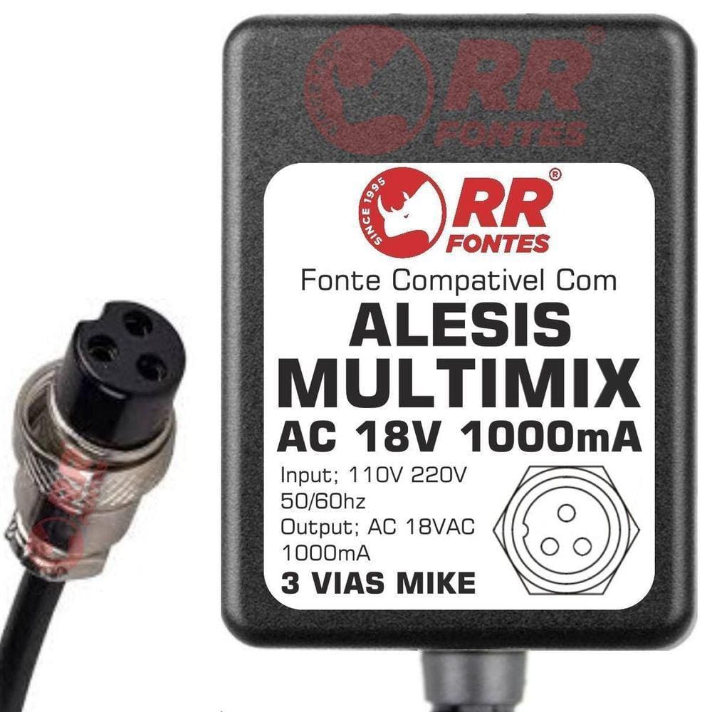Fonte Ac 18Vac 1A Para Mesa De Som Dj Mixer Alesis Multimix