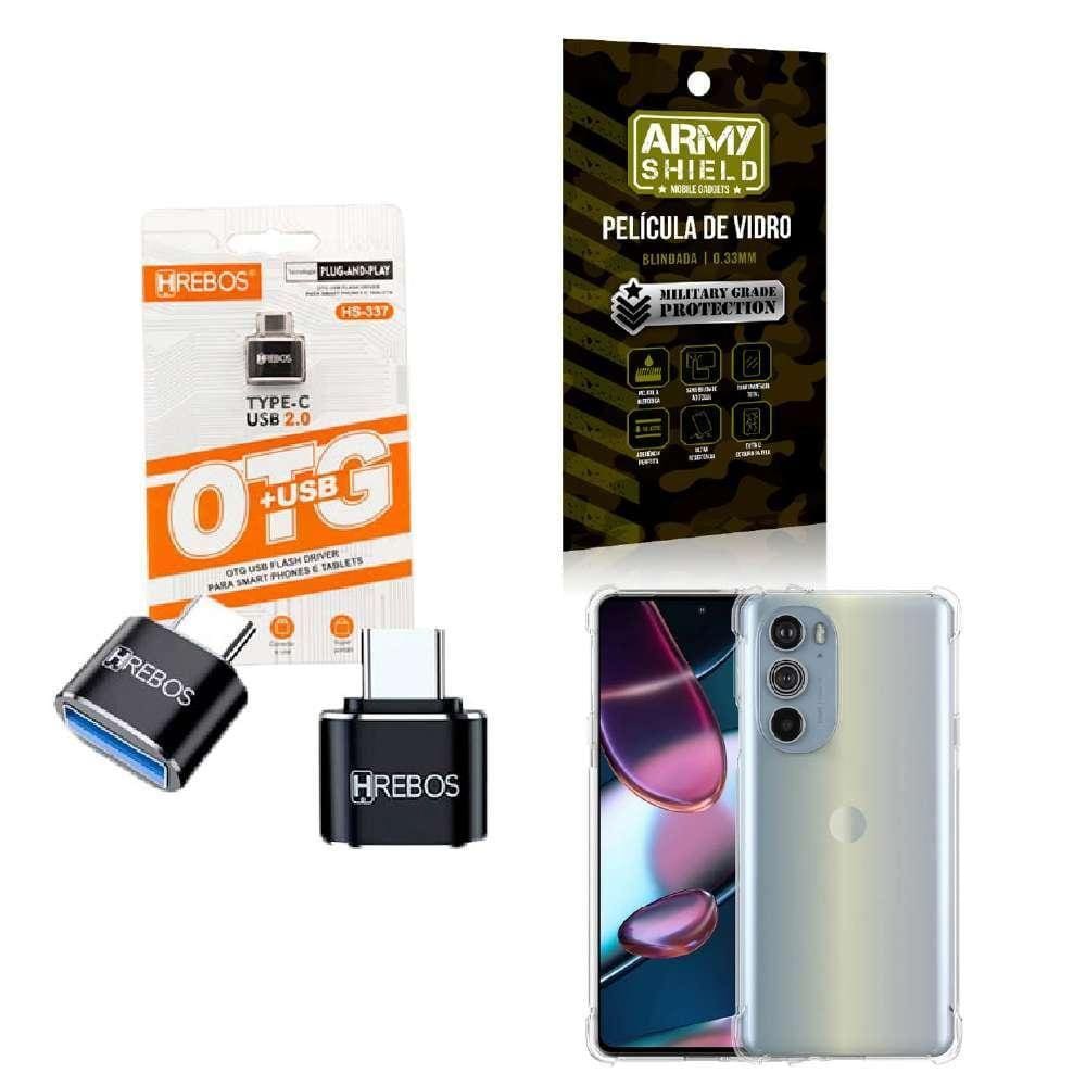Kit Usb Para Tipo C + Capinha Motorola G32 + Película 3D