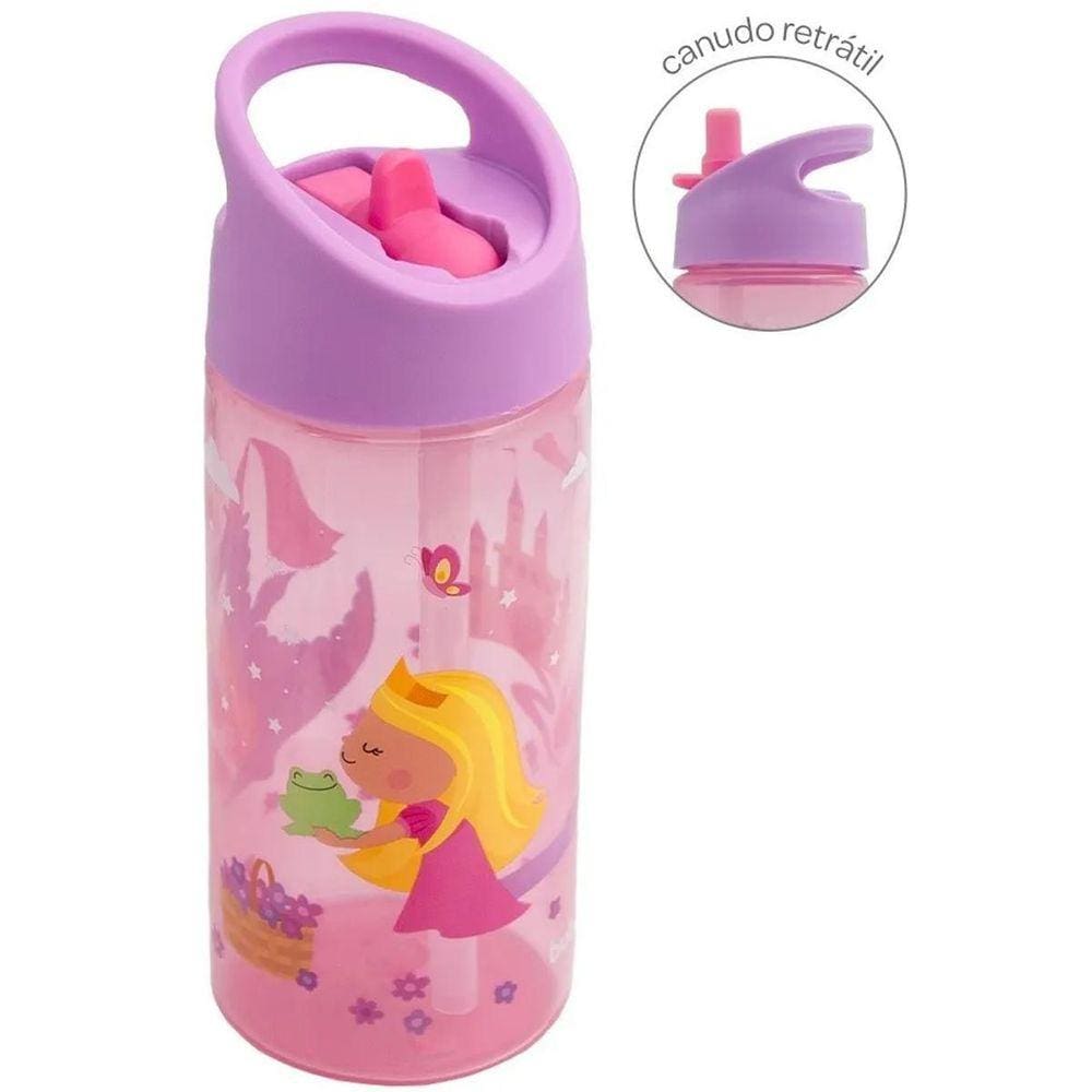 Garrafinha Infantil Aventuras Princesas Rosa 380Ml Buba