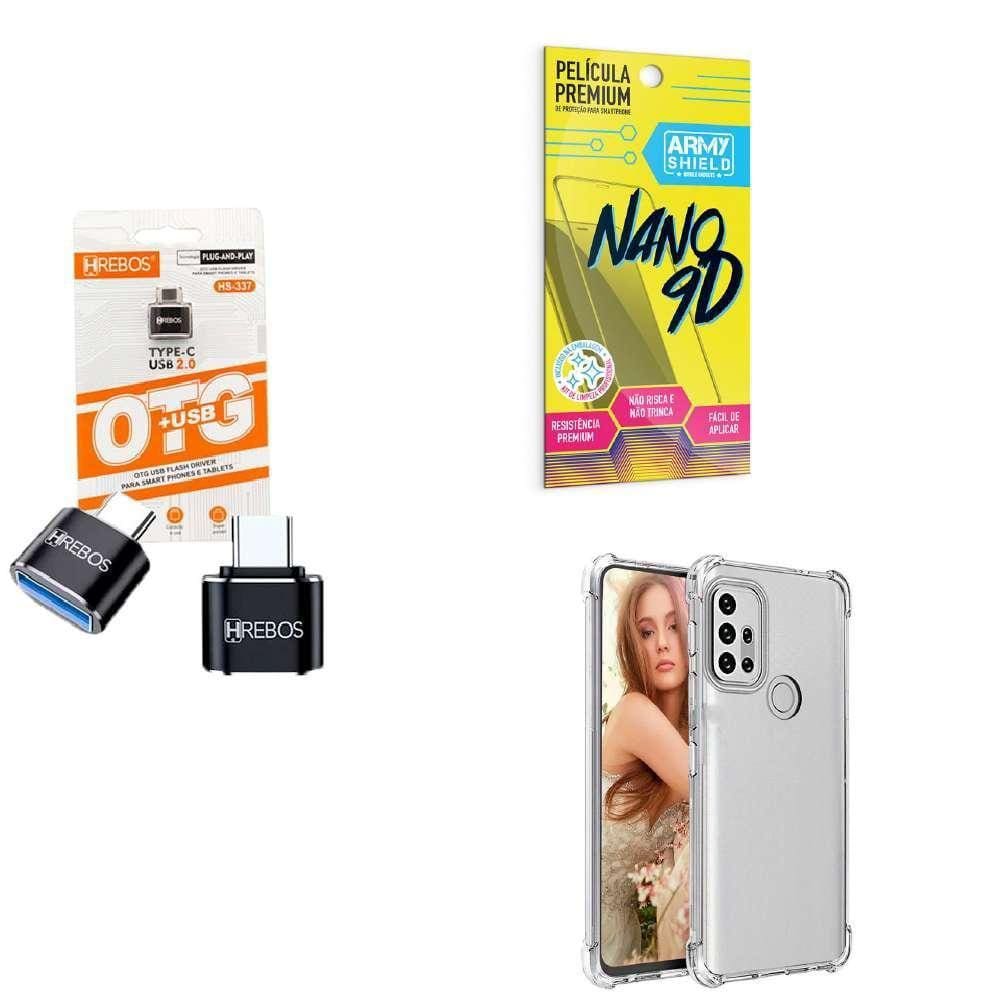 Kit Usb Para Tipo C + Capinha Motorola G30 + Película 9D