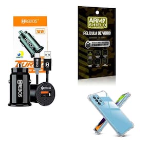 Kit Carregador Veicular + Capa Motorola G53 5G + Película 3D