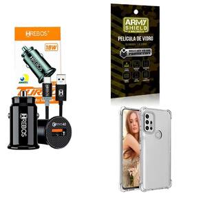 Kit Carregador Veicular + Capinha Motorola G10 + Película 3D