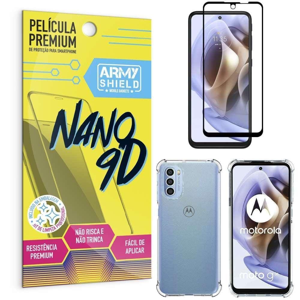 Capa Capinha Moto G31 Anti Shock + Película Nano Cerâmica 9D