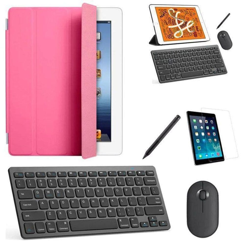 Capa Smart Rosa Teclado Mouse Pel, Stylus Galaxy Tab A7 Lite