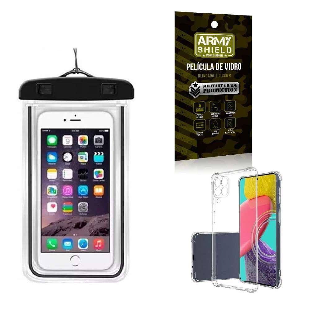 Kit Capa A Prova D`Água M53 + Capa Anti Shock + Película 3D