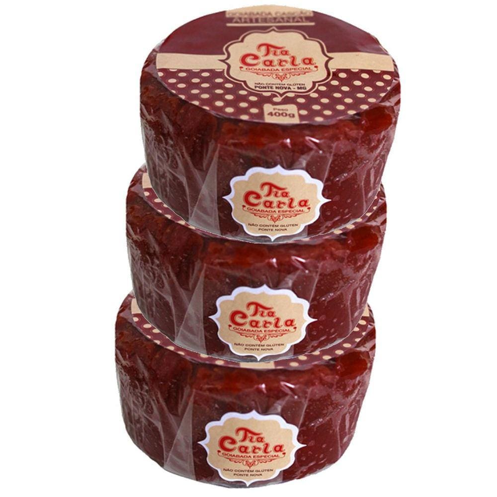 Kit Com 3 Goiabada Cascão Tia Carla 400G Ponte Nova - Mg