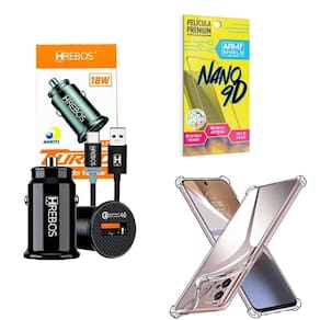 Kit Carregador Veicular + Capinha Motorola E22 + Película 9D