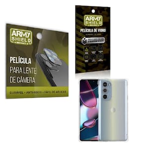 Kit Película De Câmera E Tela Moto G32 + Capinha Anti Shock