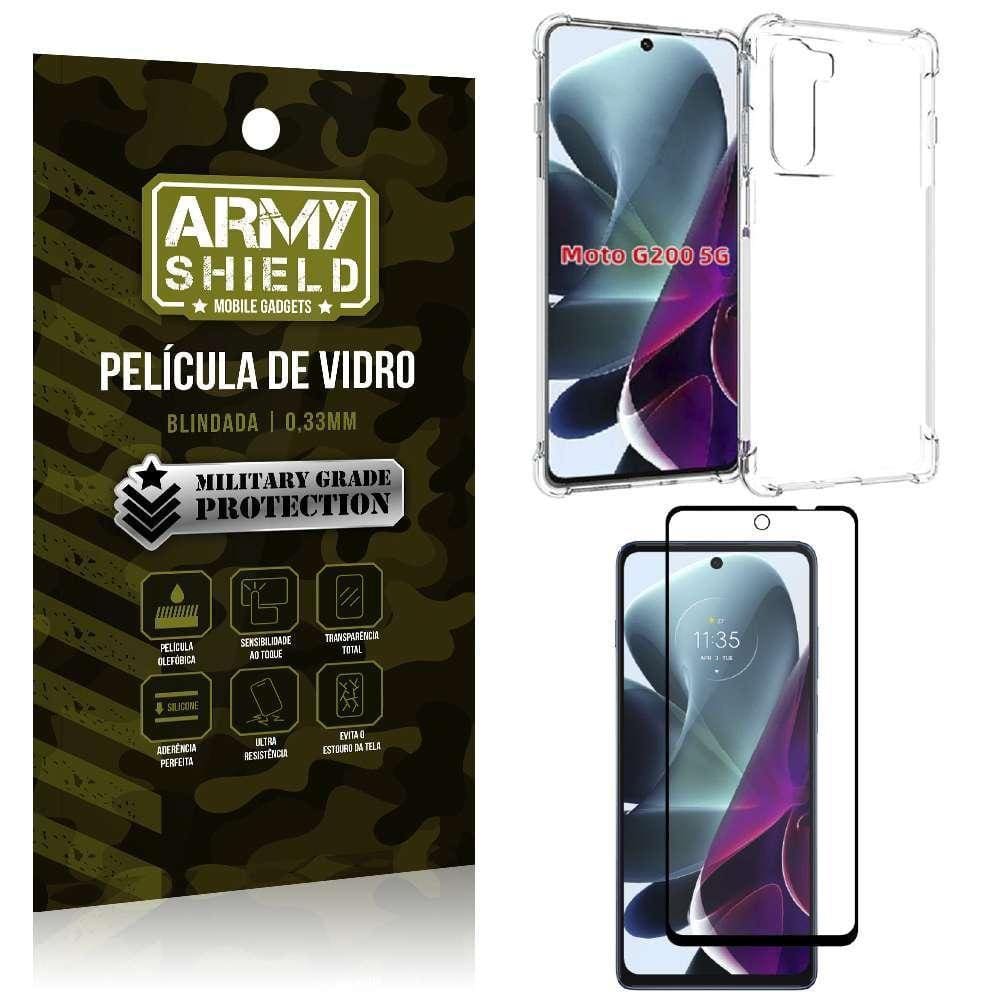 Capa Capinha Moto G200 Anti Shock + Película De Vidro 3D