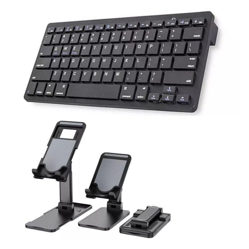 Teclado Bluetooth Galaxy S7 T870 10,5 + Sup Apoio Preto
