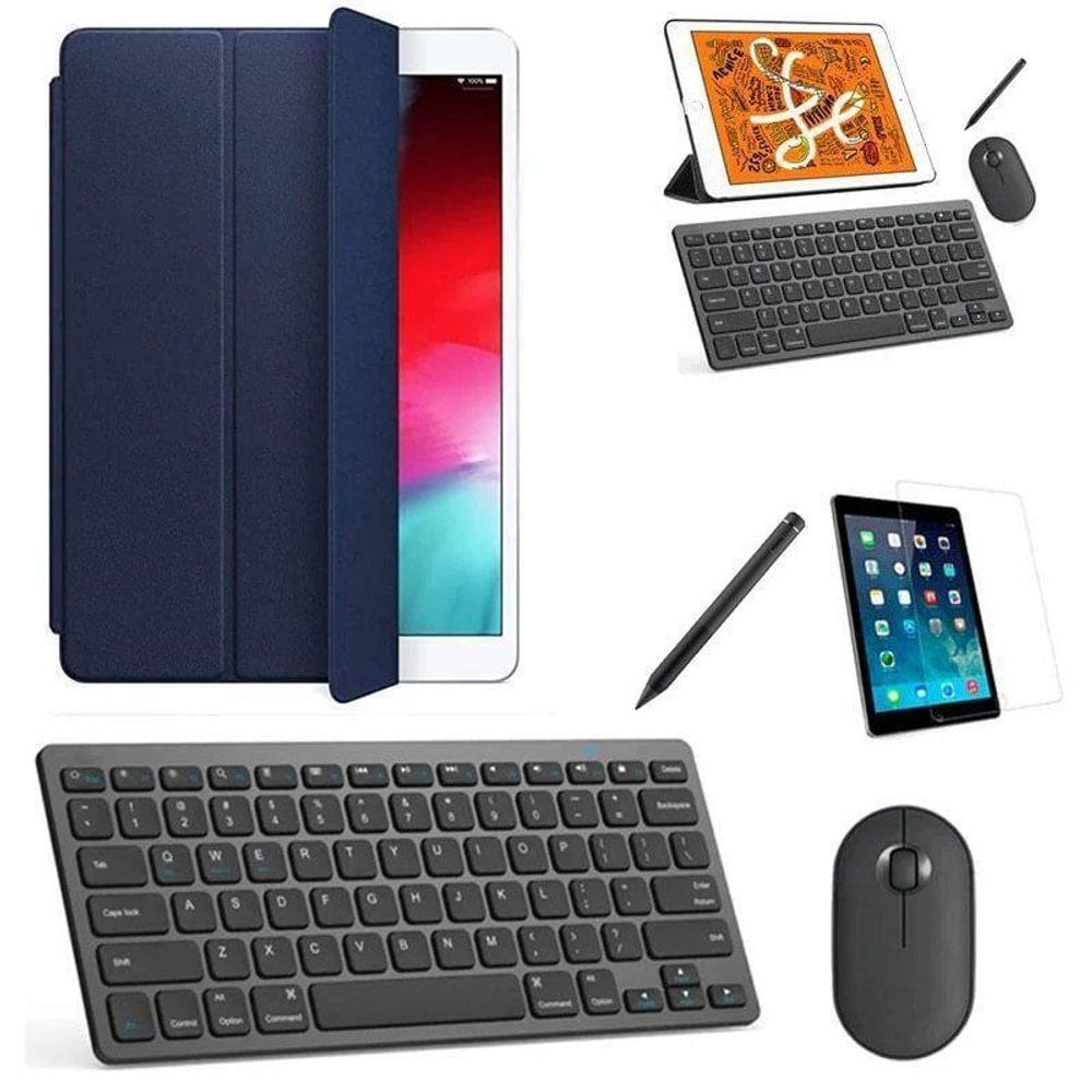 Capa Smart Azul Teclado Mouse Pel, Stylus Galaxy Tab A7 T500