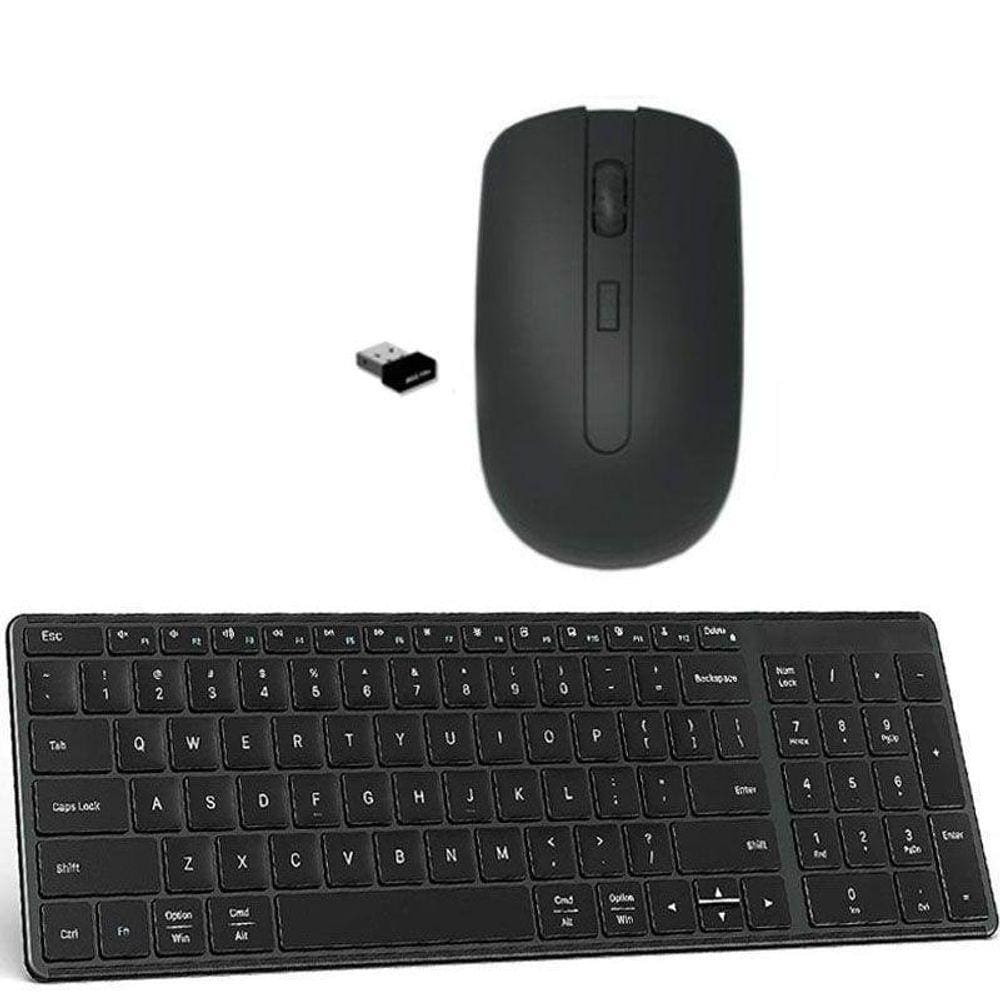 Teclado Mouse Wireless Preto Para Notebook Dell