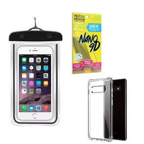 Capinha Samsung S10 + Capa A Prova Dágua + Película Nano 9D