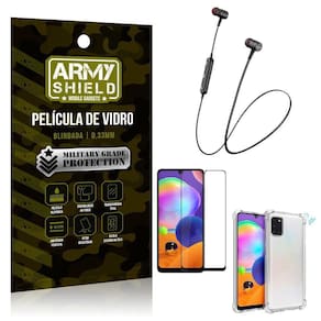 Fone Bluetooth Hs615 Samsung A31+Capa Anti Shock+Película 3D