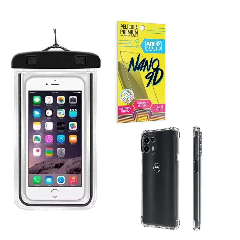Capa Moto Edge 20 Pro + Capa Prova Dágua + Película Nano 9D