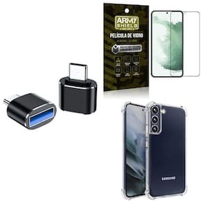 Capa Samsung S22 + Adaptador Otg Tipo C/Usb + Película 3D