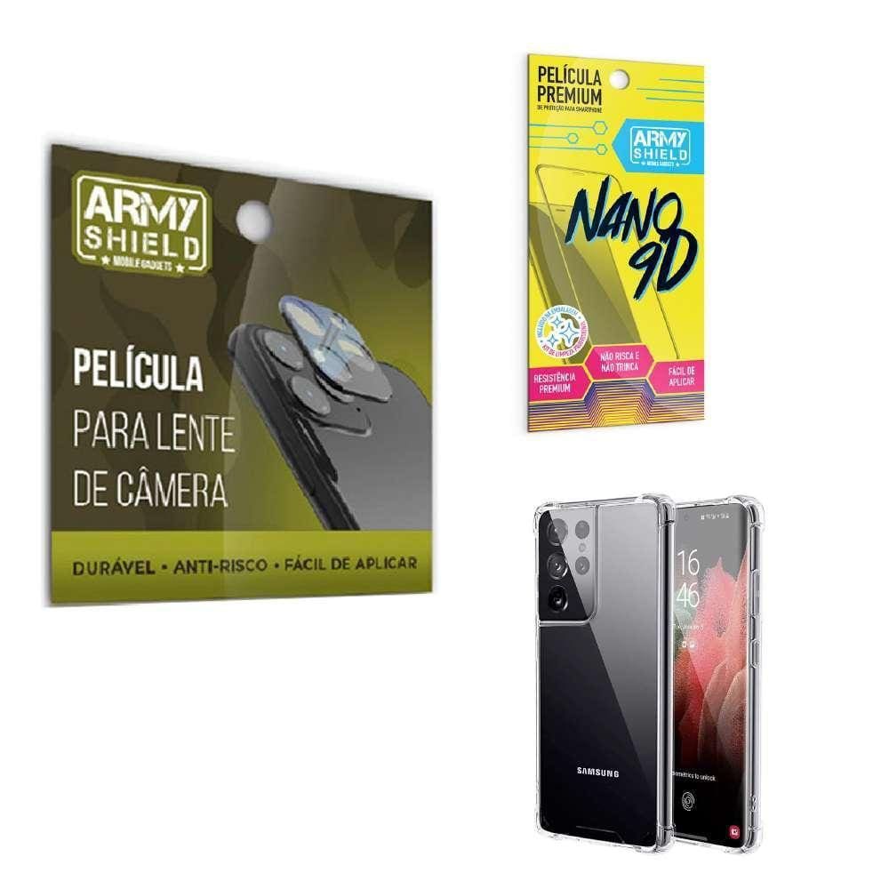 Película De Câmera E Tela S21 Ultra Com Capa Anti Shock