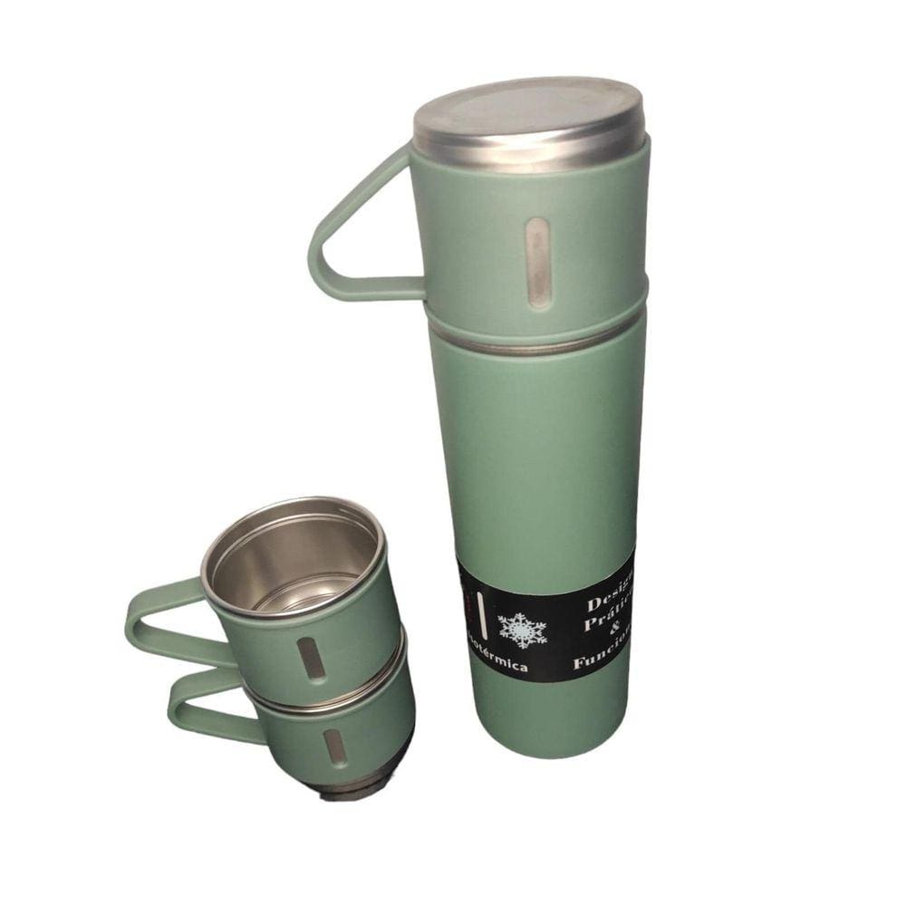 Kit Garrafa Térmica Com 3 Xícaras