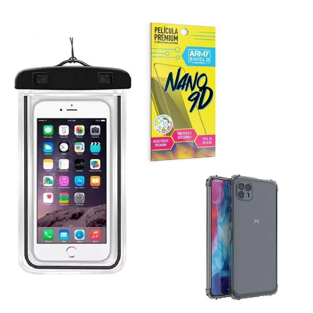 Capinha Moto G50 5G + Capa A Prova Dágua + Película Nano 9D