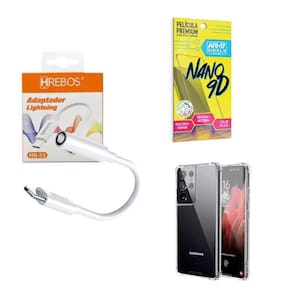 Capa Samsung S21Ultra + Adaptador P2 P Tipo C + Película 9D