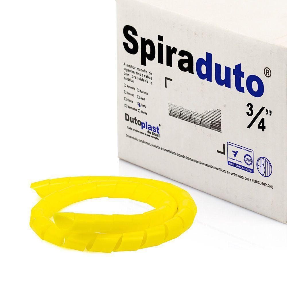 Organizador Fios E Cabos Spiraduto 3/4 Amarelo - 15 Mt