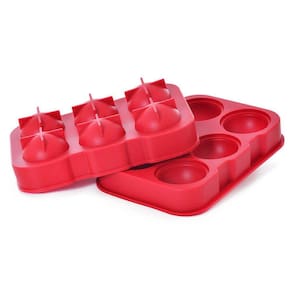 Forma De Gelo Redondo Bola Silicone Vermelho 6 Gelos