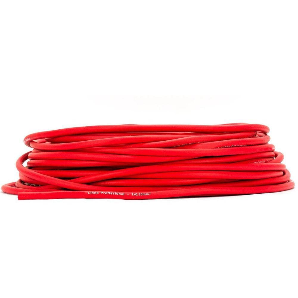 Cabo De Guitarra Blindagem Espiral 0.30 - Vermelho 2 Metros