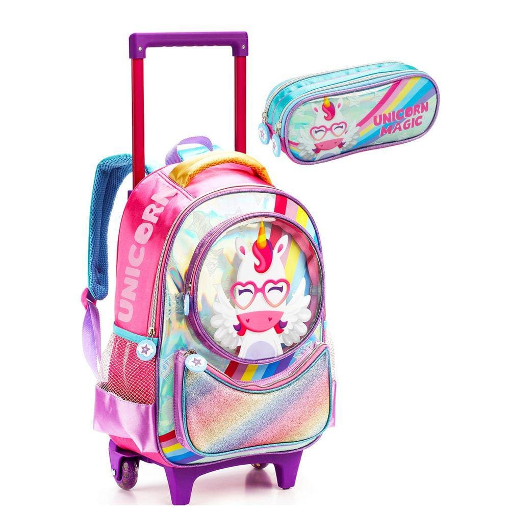 Mochila Unicórnio 2em1 Poliéster 40x29x13cm