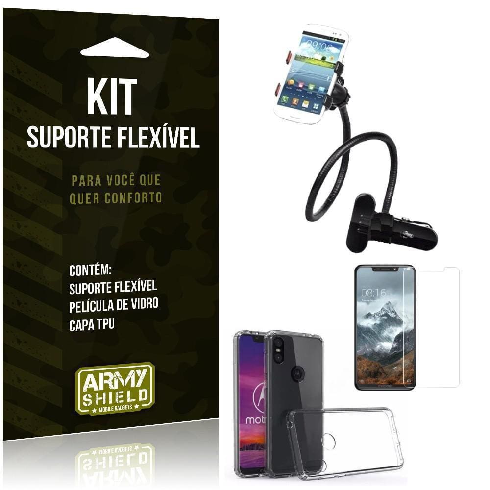 Kit Suporte Flexível Motorola One Suporte+Película+Capa