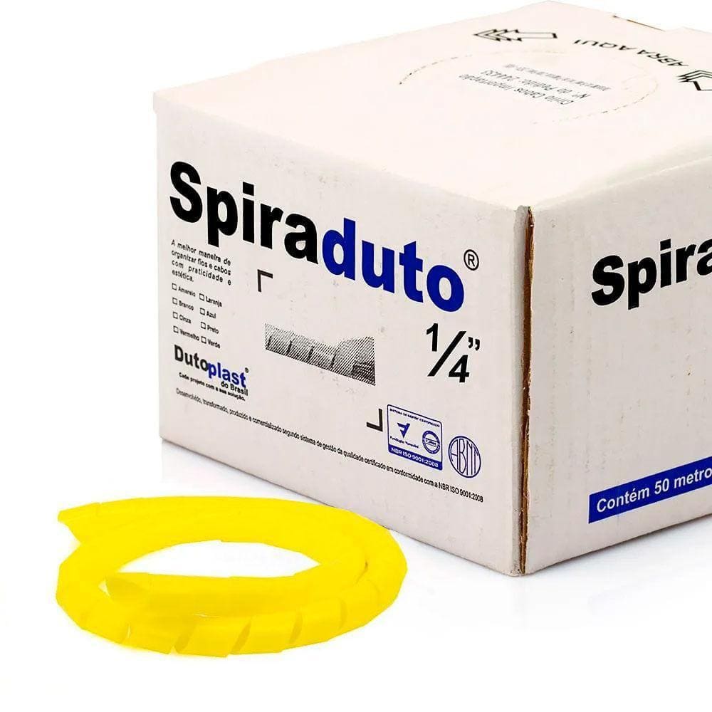 Organizador Fios E Cabos Spiraduto 1/4 Amarelo - 25 Mt