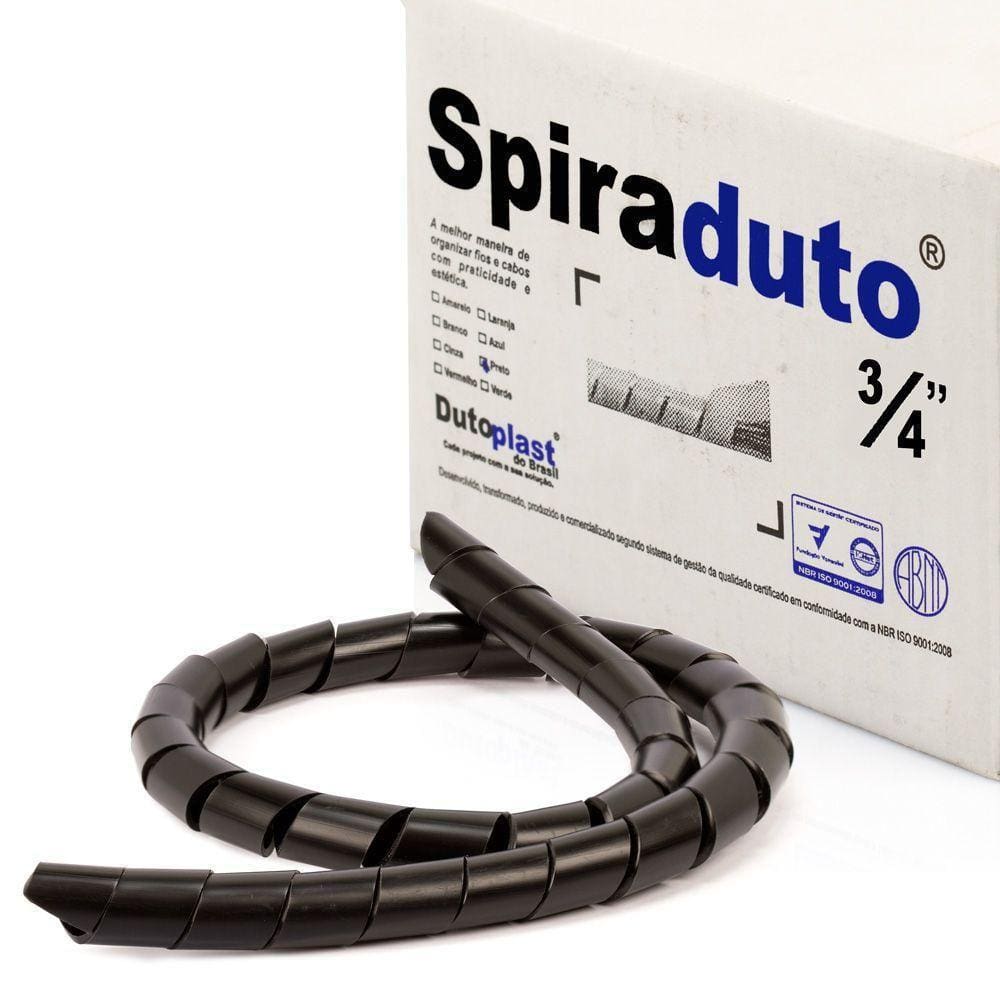 Organizador Fios E Cabos Spiraduto 3/4 Preto - 40 Mt