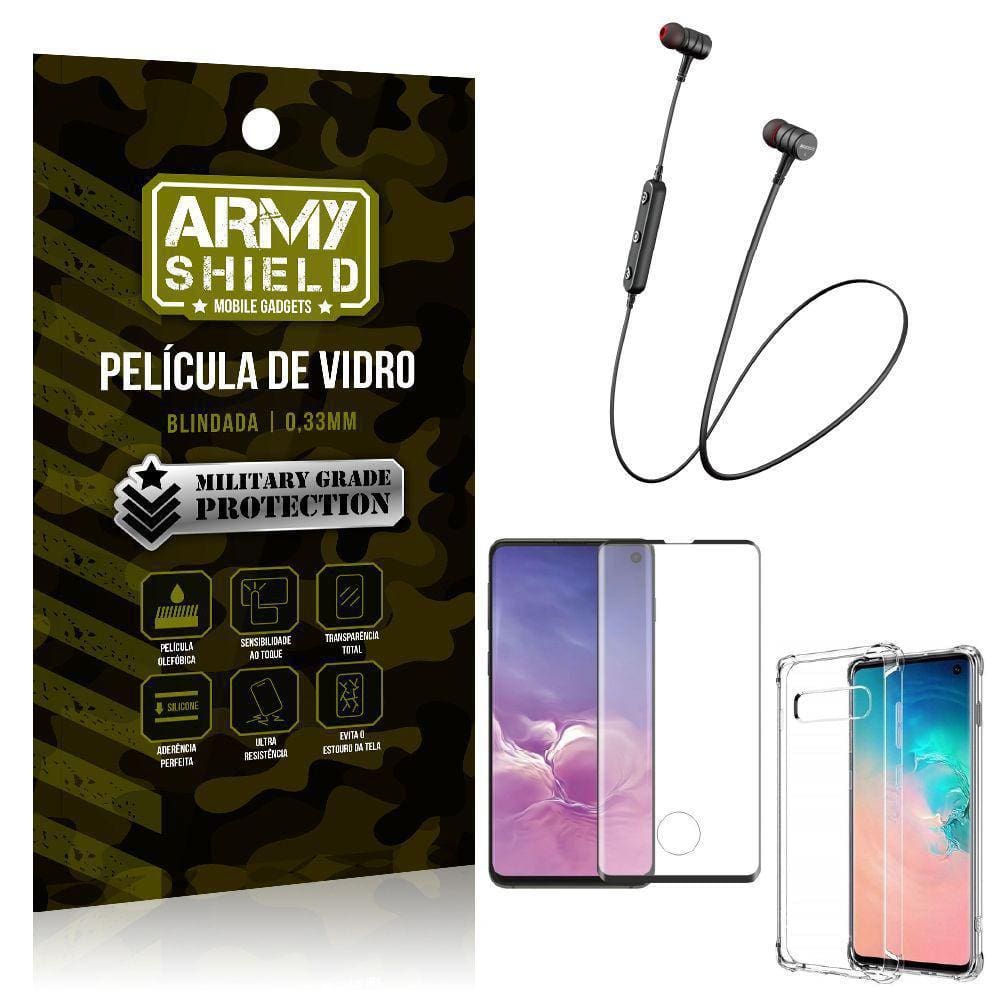 Fone Bluetooth Hs615 Samsung S10+Capa Anti Shock+Película 3D
