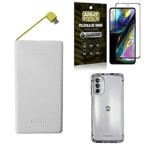Kit Capinha Moto G82 + Carregador Portátil 10K + Película 3D