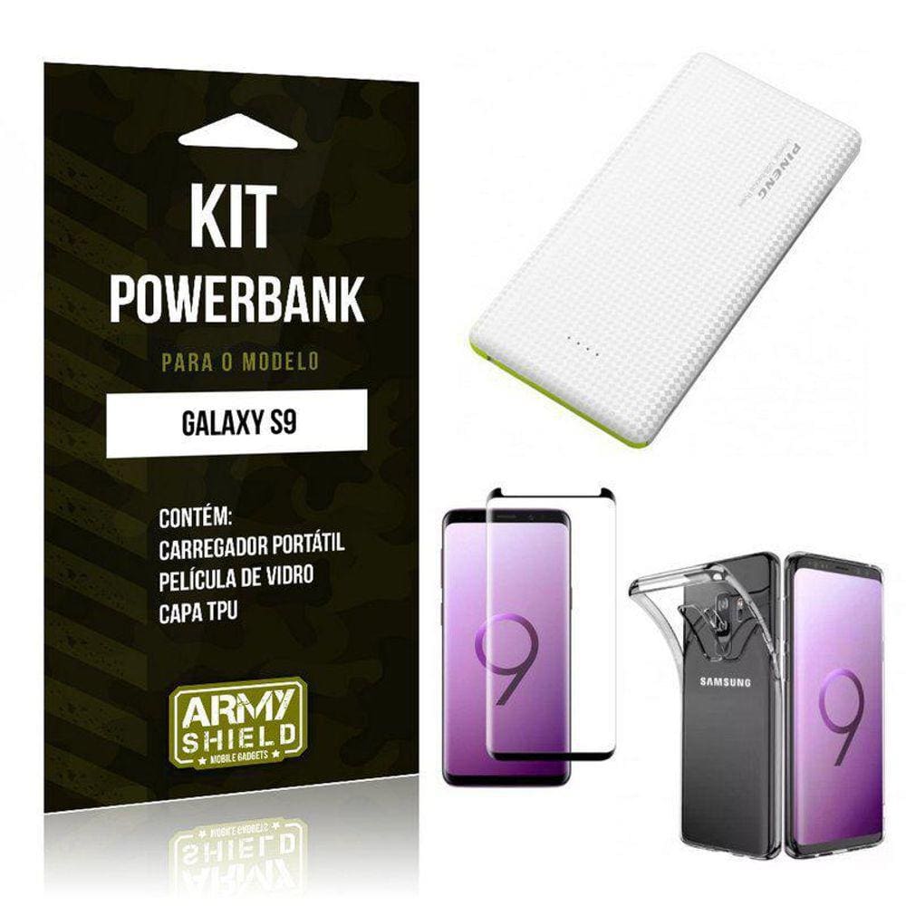 Kit Powerbank Tipo C Galaxy S9 Powerbank+Película+Capa